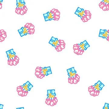 Helium balloons gift vector seamless pattern Stock Illustration