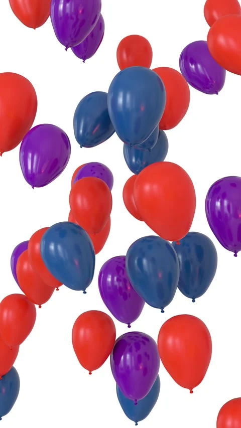 Helium balloons rising to the ceiling - 3D rendering Video stock 310601784