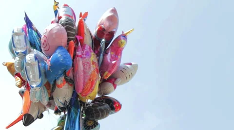 Helium balloons in the sky Stock Footage 49240813