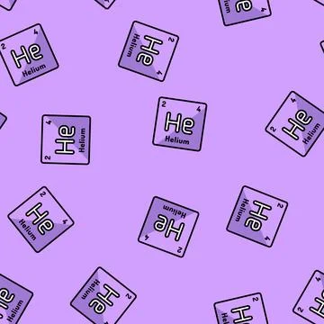 Helium chemical element vector seamless pattern Stock Illustration