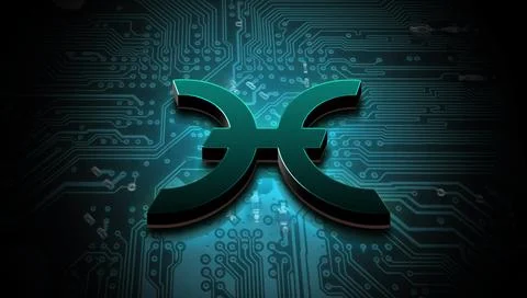 Helium cryptocurrency coin on colorful background, cryptocurrency concept Stock Illustration