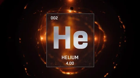 Helium as Element 2 of the Periodic Table 3D animation on orange background Vidéo 119140627