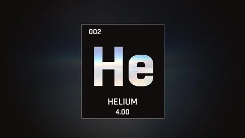 Helium as Element 2 of the Periodic Table 3D illustration on grey background Stock Illustration
