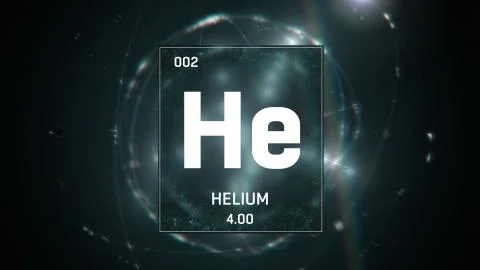 Helium as Element 2 of the Periodic Table 3D illustration on green background 스톡 일러스트