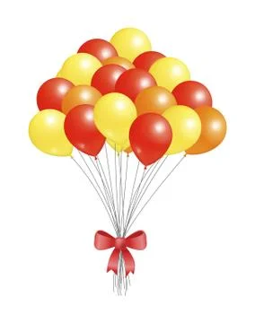 Helium Flying Elements Decorated Red Bow, Balloons Stock Illustration