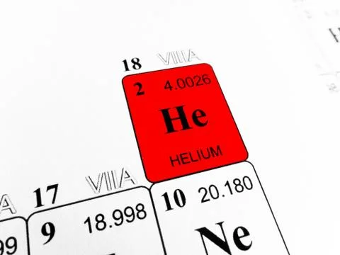 Helium on the periodic table of the elements Stock Photos