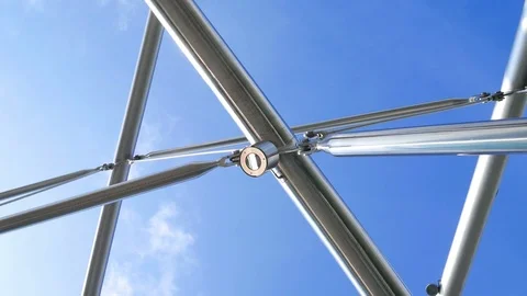 Helix bridge close-up view with blue sky, Singapore Stock Footage 80389940