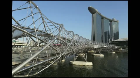 Helix Bridge &amp; MBS Light Show Stock Footage 190976256