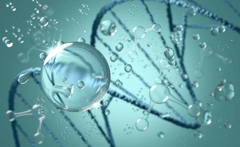 Helix chromosome or Dna structure, technology science background. 3d render.. Stock Illustration