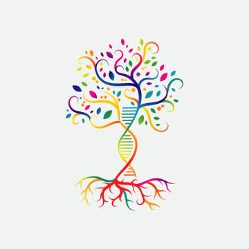Helix dna tree logo design vector icon. simple sign nature DNA strand icon 스톡 일러스트