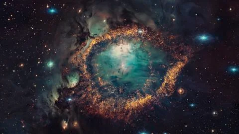 Helix Nebula in constellation Aquarius. Elements of this image furnished by N Fotos Stock