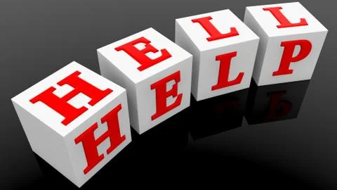 Hell and Help concept on white cubes Stock Illustration
