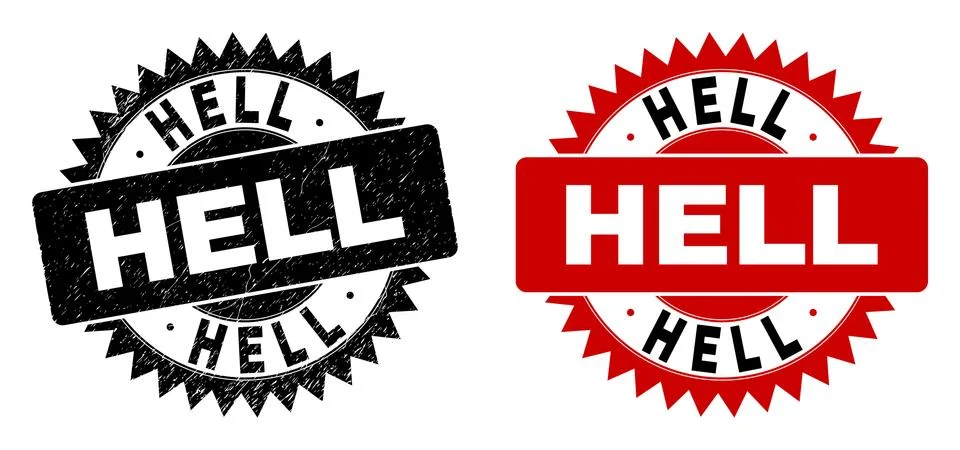 HELL Black Rosette Watermark with Scratched Surface 스톡 일러스트