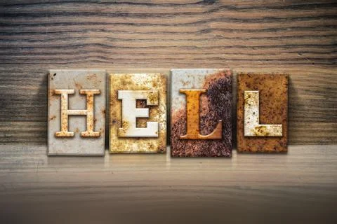 Hell Concept Letterpress Theme Foto stock