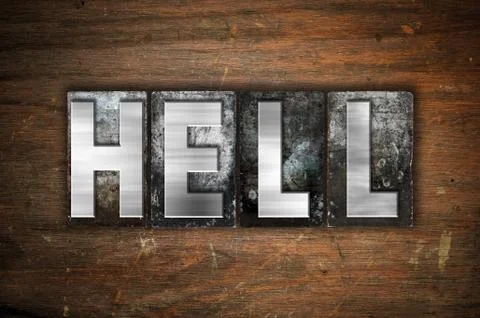 Hell Concept Metal Letterpress Type 스톡 일러스트