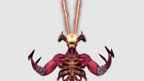 The Hell Creature Firing Lasers From Eyes VJ Loop Stock Footage 140551467
