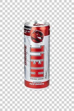 Hell Energy Strong Red Grape energy drink can high quality product photo is.. Foto stock