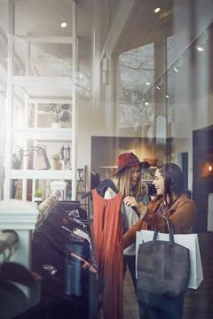 Hell fall in love when he see me in this. two best friends out shopping in a Stock Photos