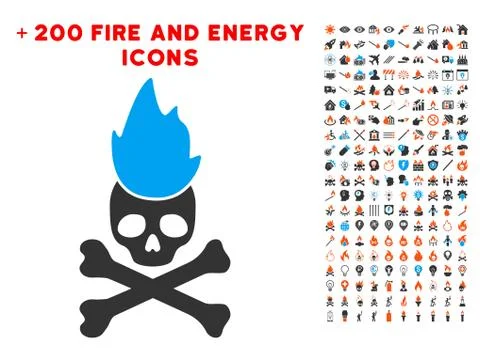 Hell Fire Icon with Bonus Energy Clipart Stock Illustration