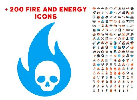 Hell Fire Icon with Bonus Fire Clipart Stock Illustration