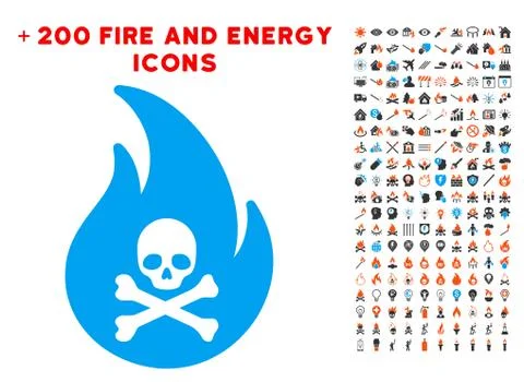 Hell Fire Icon with Bonus Flame Collection Illustrazione stock