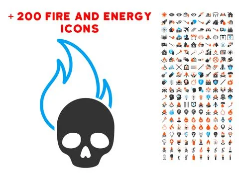 Hell Fire Icon with Bonus Power Collection Illustrazione stock