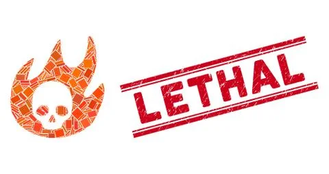 Hell Fire Mosaic and Distress Lethal Stamp with Lines Stock Illustration