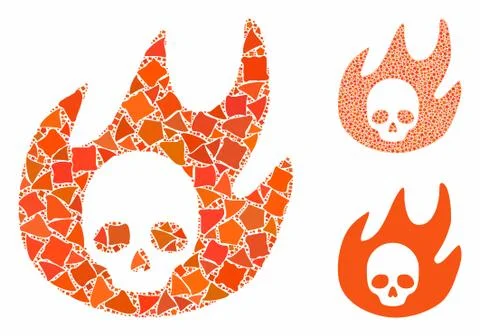 Hell fire Mosaic Icon of Bumpy Elements Stock Illustration