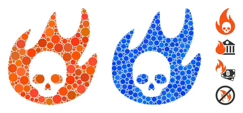 Hell Fire Mosaic Icon of Round Dots Stock Illustration