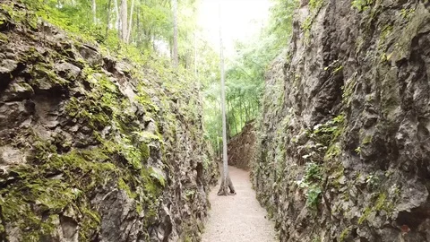 Hell Fire Pass was a major obstacle that impeded the building of the Death Stock Footage 115904811