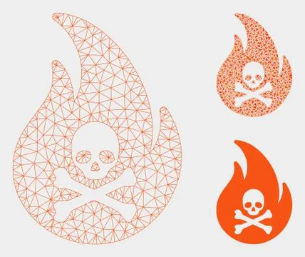 Hell Fire Vector Mesh 2D Model and Triangle Mosaic Icon Stock Illustration