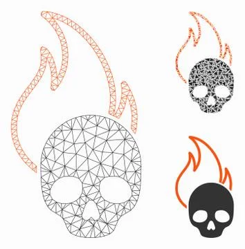 Hell Fire Vector Mesh 2D Model and Triangle Mosaic Icon Stock Illustration