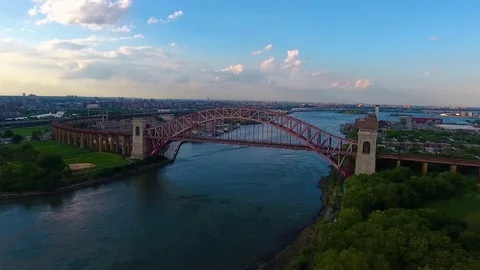 Hell Gate Bridge - Aerial Stock Footage 80359326