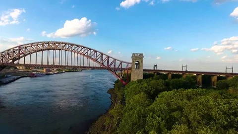 Hell Gate Bridge - Aerial Stock Footage 80359330