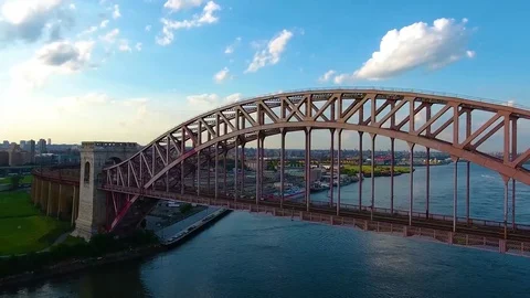 Hell Gate Bridge - Aerial Stock Footage 80359336