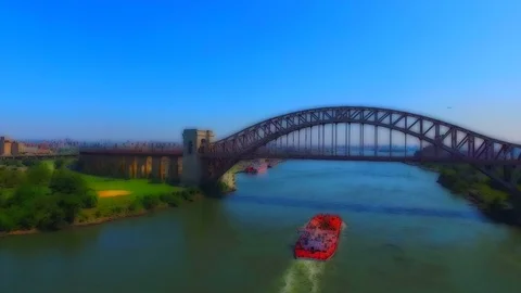 Hell Gate Bridge - Cartoon Effect Video stock 81287855