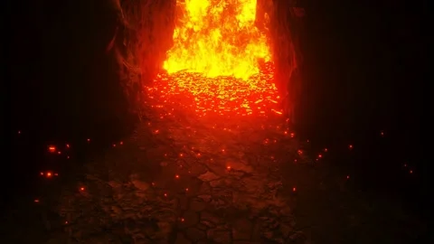 Hell gates. Road to hell fire. Devil portal. Sinner. Religious concept Stock Footage 146628760