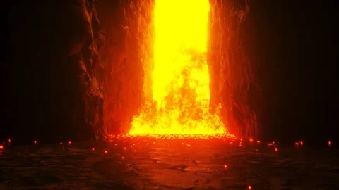 Hell gates. Road to hell fire. Devil portal. Sinner. Religious concept Stockbeeldmateriaal 146628914