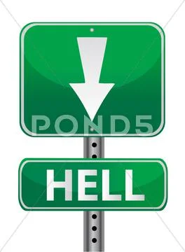 Hell green street sign illustration design over white Stock Illustration