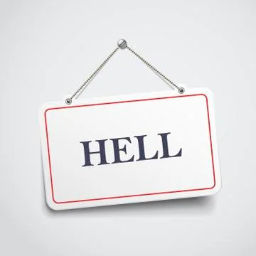 Hell hanging sign Illustrazione stock