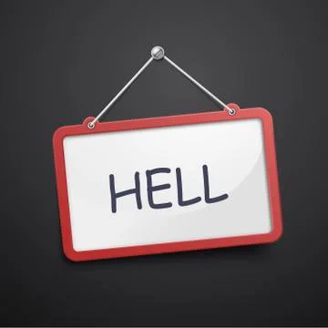 Hell hanging sign Illustrazione stock