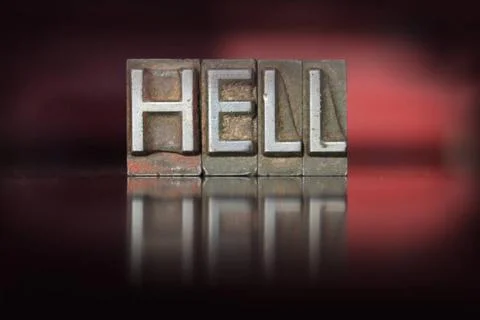 Hell Letterpress The word Hell written in vintage letterpress type Copyrig... Foto stock