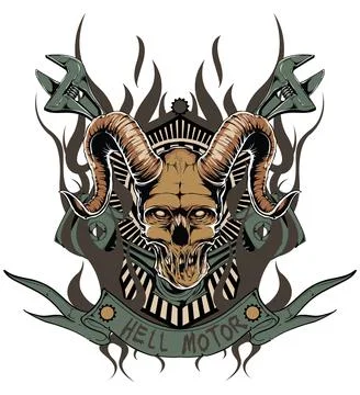 Hell Motor Demon Skull Stock Illustration