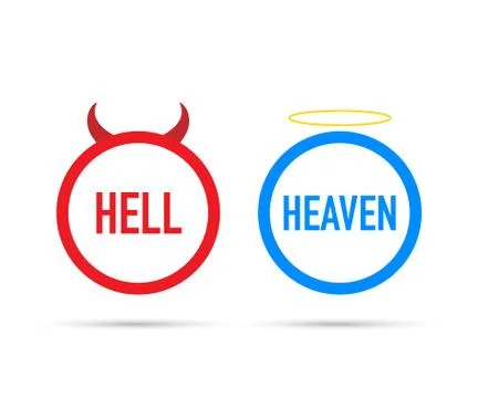 Hell or heaven. Angel and devil symbol. Good and bad on white background. Vec Stock Illustration