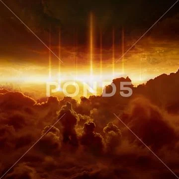 Hell realm, judgement day, end of world, battle of armageddon Stock Photos