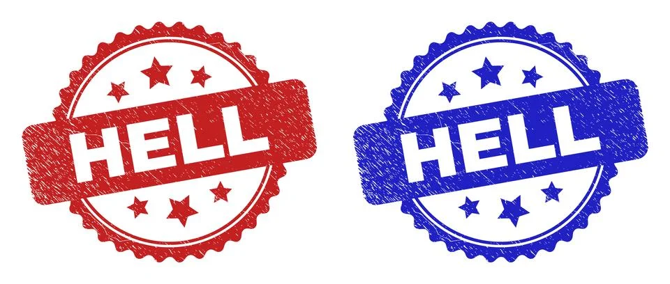 HELL Rosette Seals with Corroded Texture Illustrazione stock