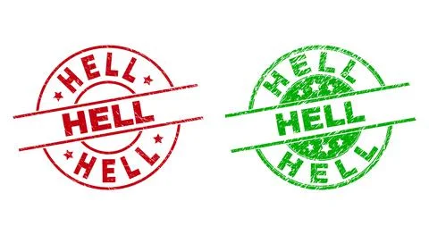 HELL Round Stamp Seals Using Scratched Surface 스톡 일러스트