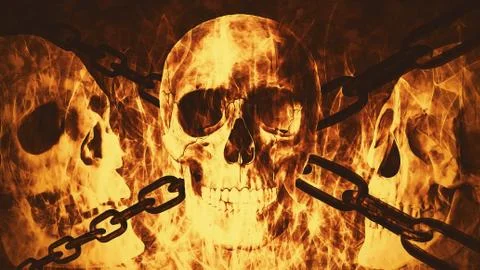Hell Skull Chaos in Chains Stock Illustration