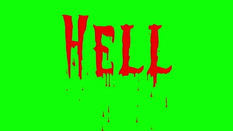 HELL text animation with a realistic dripping blood effect on a green screen Stock Footage 321054697