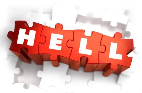 Hell - Text on Red Puzzles Illustration